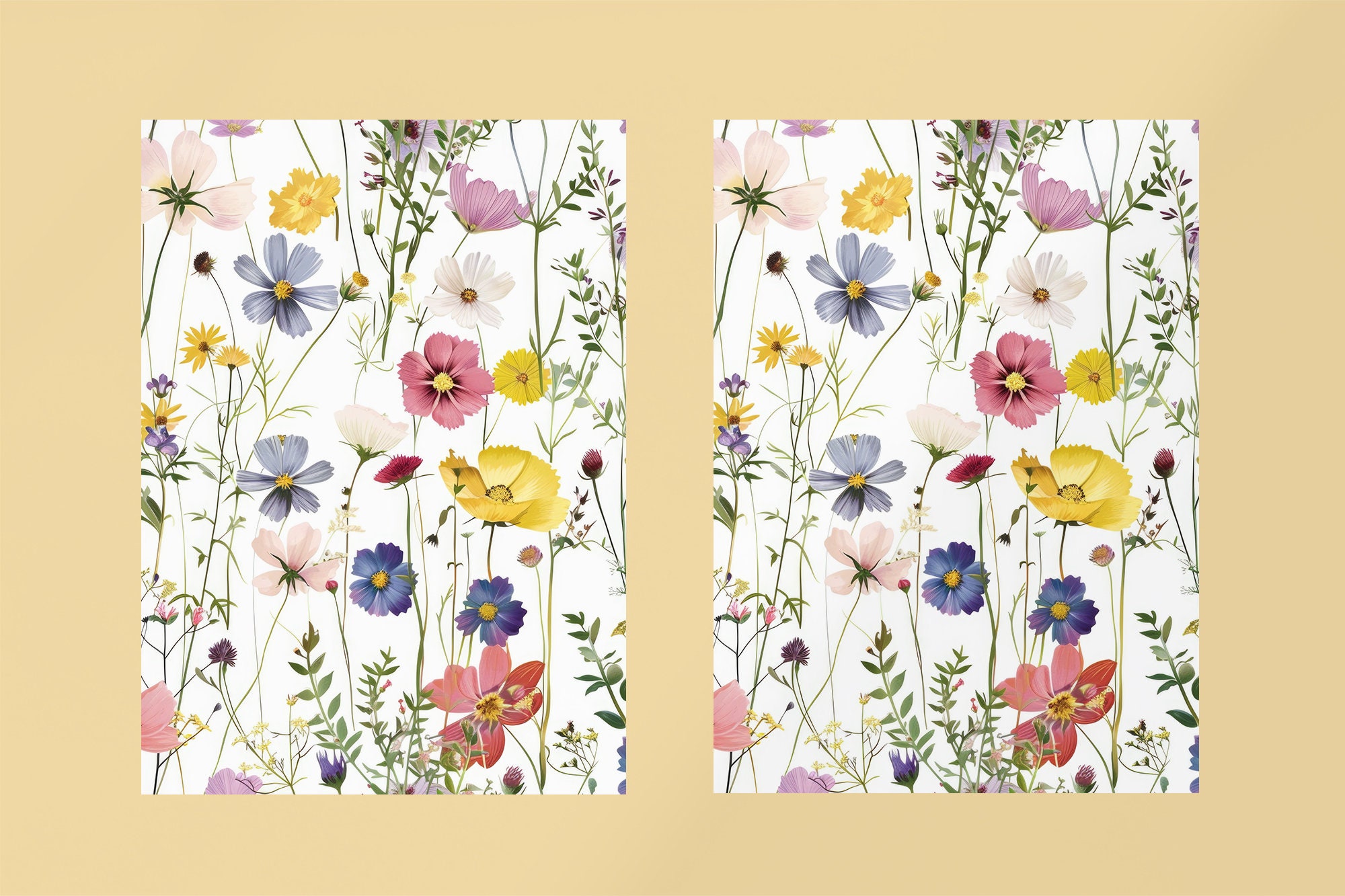 Seamless Wildflower Pattern for Commercial Use, Botanical Floral ...