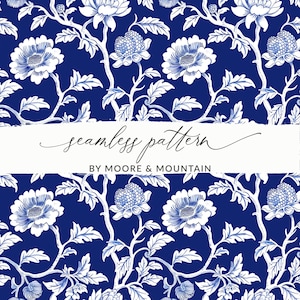 Chinese Flower Background Blue and White Chinese Floral Pattern Chinoiserie Blue and White Oriental Floral Background Delicate Flower Vine