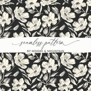 Schwarzweiss-skizziertes Blumenmuster-nahtloser weißer Blumenhintergrund-moderne Blumen-Muster-Mod floraler, zeitgenössischer Mode-Druck