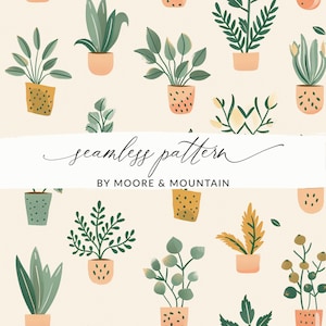 Naadloos patroon kamerplant Plant Lady Achtergrondpatroon Schattig vetplant Naadloos patroon Potplanten Digitale achtergrond