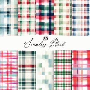 Patrones sin costuras de cuadros de acuarela Gingham sin costuras, patrones de cuadros de Navidad, fondo de cuadros de acuarela, papel digital de cuadros rojos sin costuras