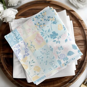 Floral Paper Napkins, Elegant Flower Print Napkins, Decorative Table Setting, Party Supplies, Spring Decor, Wedding Decor, Luncheon Napkins