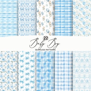 Seamless Baby Boy Patterns, Light Blue Baby Boy Seamless Patterns for Commercial Use, Newborn Baby Boy Background Wallpaper Digital Papers