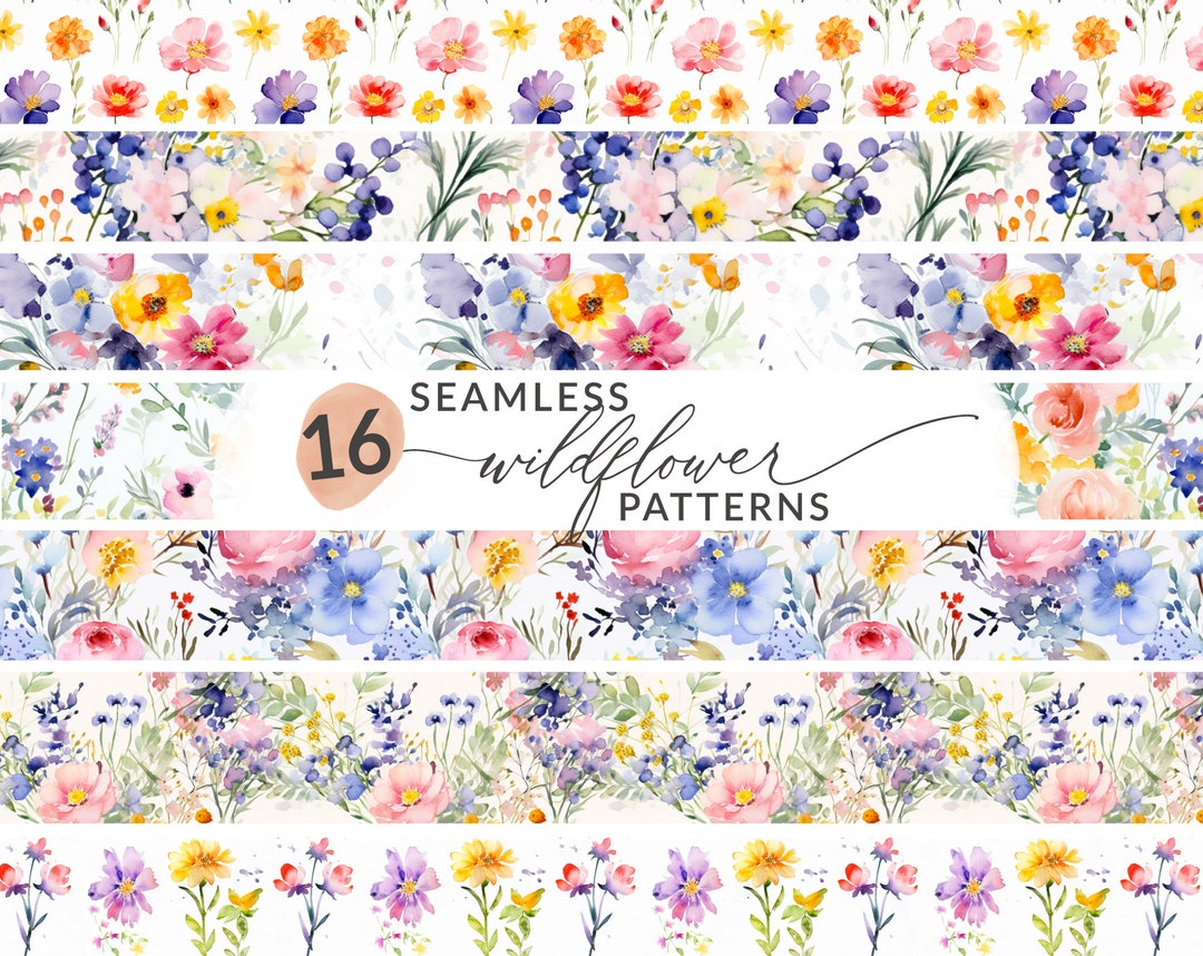 Watercolor Seamless Wildflower Background, Painted Wildflower Pattern ...