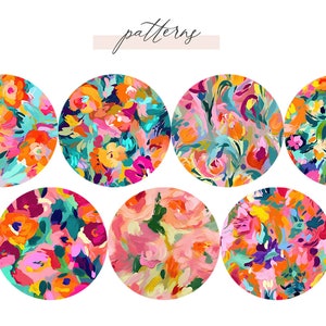 30 Painted Abstract Floral Pattern Set, Seamless Painted Floral ...