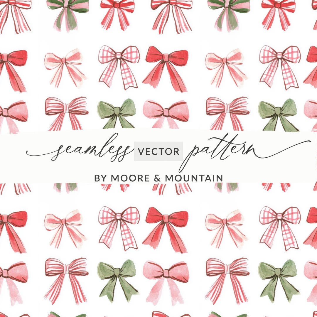 VECTOR Watercolor Bows Digital Paper, Bow Pattern, Scrapbook Paper ...