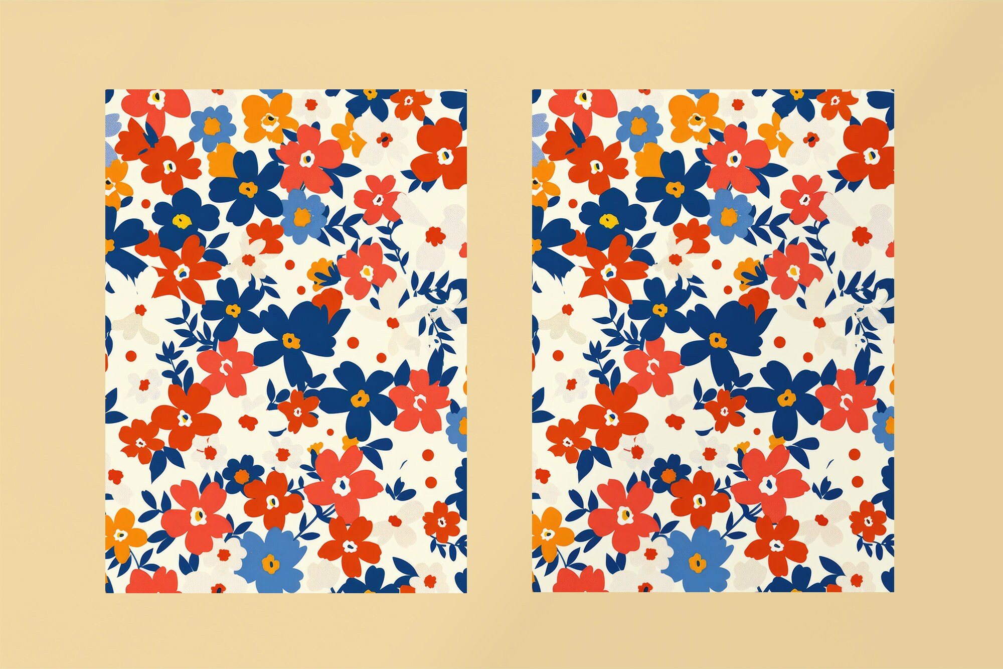 Red White and Blue Ditsy Floral Patriotic Background 4th of July ...