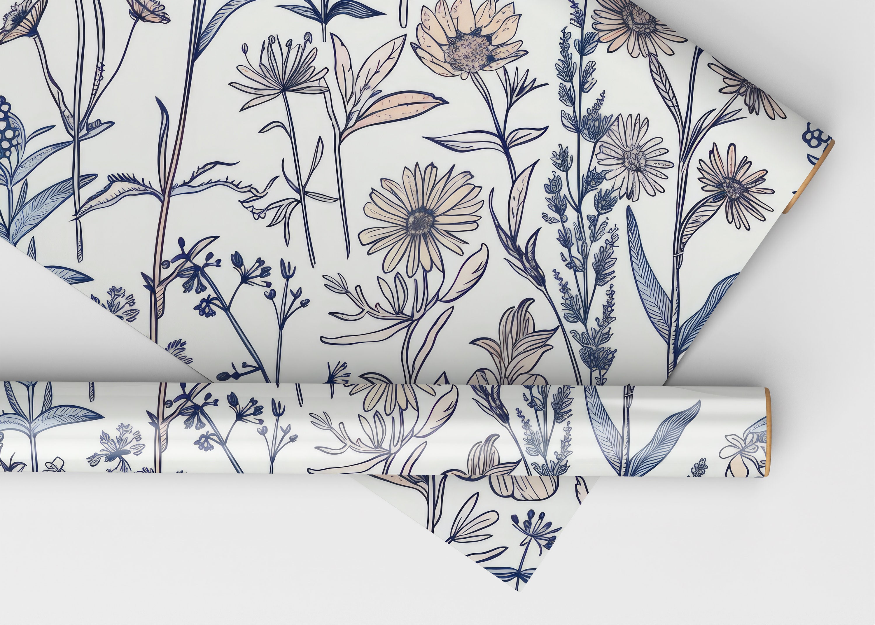 Sketched Wildflower Seamless Line Art Pattern, Boho Wildflower Pattern ...