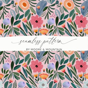 Funky Blumenmuster, Dschungel-Blumenmuster, nahtlose Dschungel-Blumenmuster-Datei für Stoffdesign, Midcentury Blumenhintergrundmuster
