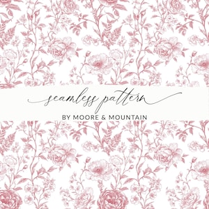 Toile de Joy Fondo de toile rojo y blanco sin costuras Toile de primavera Fondo sin costuras Patrón de toile vintage Rojo