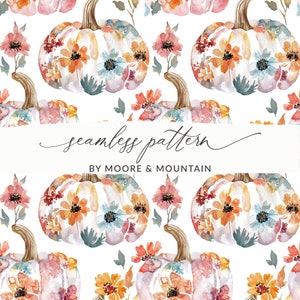 Niedliche Herbst Kürbisse Musterdesign für Stoff, kommerzielle Nutzung Aquarell Kürbisse Muster, digitales Papier Herbst