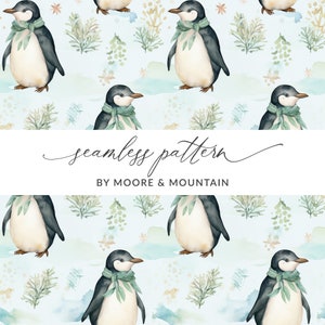 Patrón de pingüino de acuarela sin costuras, fondo sin costuras, patrón de pingüino lindo, patrón de acuarela de pingüino sin costuras, uso comercial