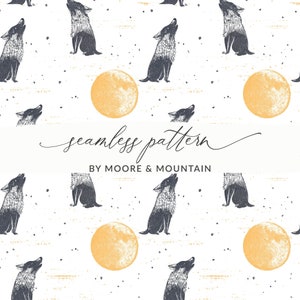 Seamless Wolf Pattern, Howling Wolf Background Boys Textile Design Pattern File Seamless Wolf Pack Background Pattern PNG