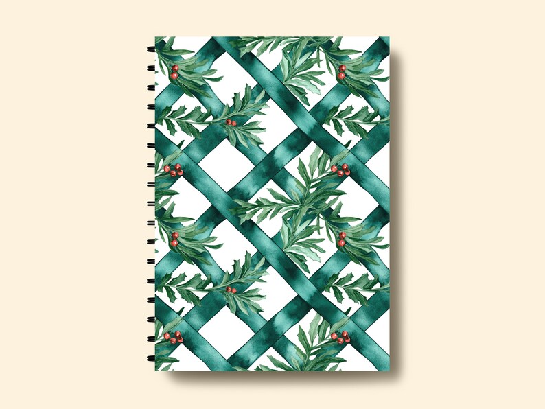 Notebook Ribbons Outside Christmas Ribbons Seamless Pattern Winter Trellis Background ...