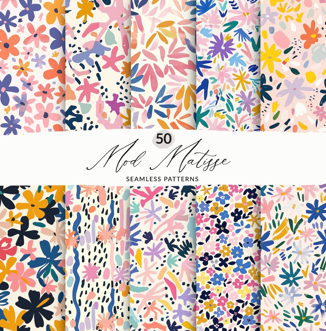 Mod Background Design 50 Abstract Mod Floral Patterns, Abstract Matisse Seamless Backgrounds ...