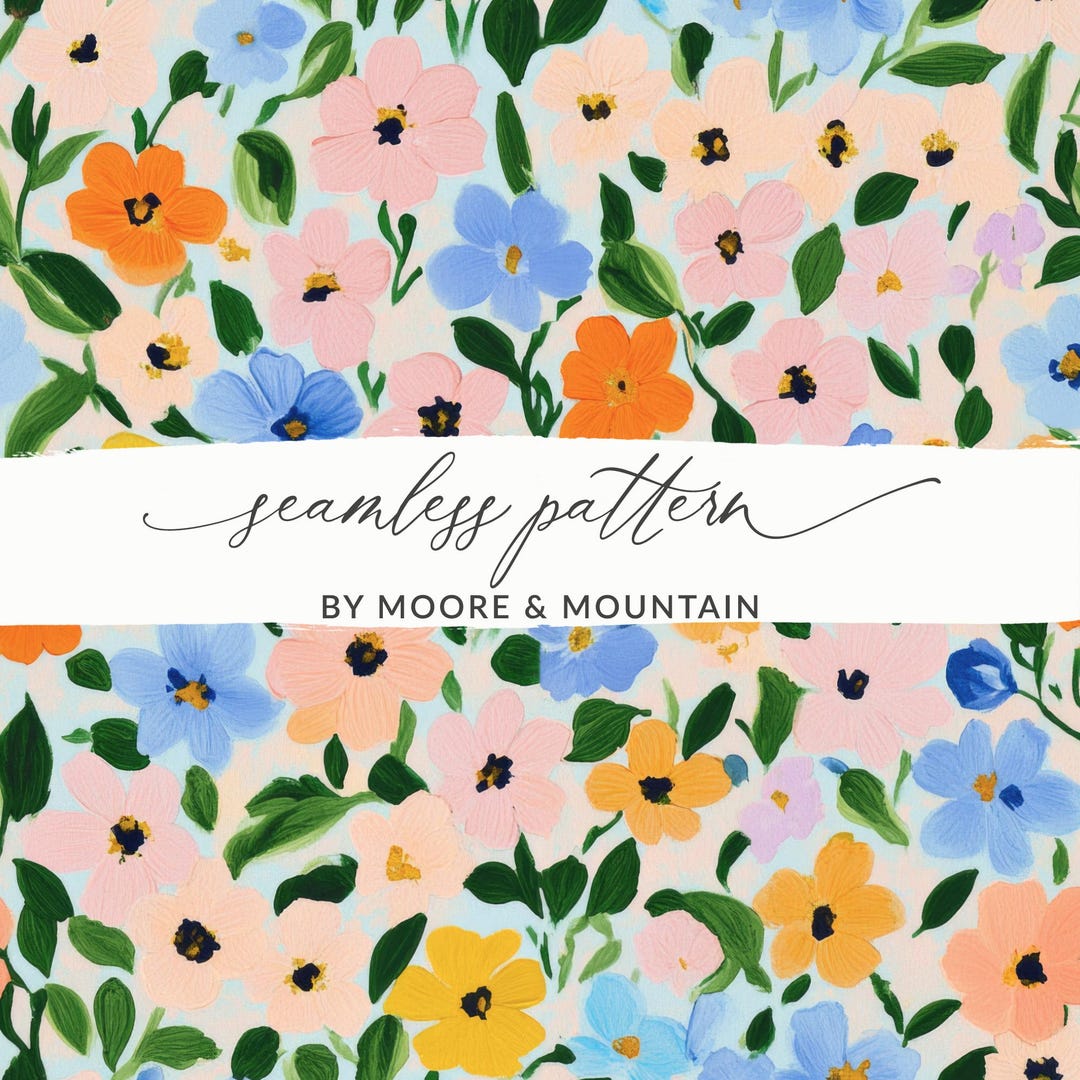 Floral Digital Paper, Flower Pattern Print, Colorful Seamless Design ...
