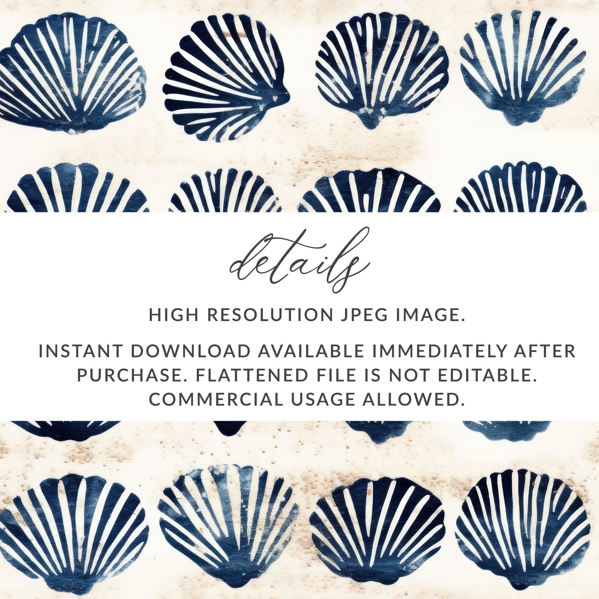 Seamless Seashell Background, Simple Blue Seashells Pattern, Repeating ...