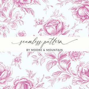 Naadloos chinoiseriepatroon Roze chinoiseriebloempatroon geschetst Chinees bloemdessin, lichtroze toile naadloze achtergrond