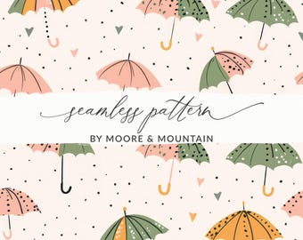 Modèle Sans Couture De Printemps Mignon Fond De Pluie De Printemps Motif De Fond Transparente Parapluie PNG