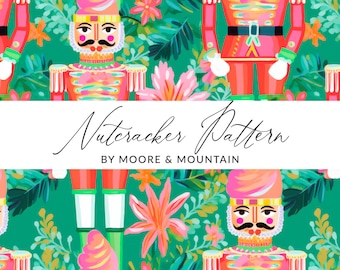Adrette Weihnachten Nahtlose Nussknacker Muster, Aquarell Nussknacker Digitales Papier, Nahtlose Nussknacker Datei, Weihnachten Nussknacker Hintergrund