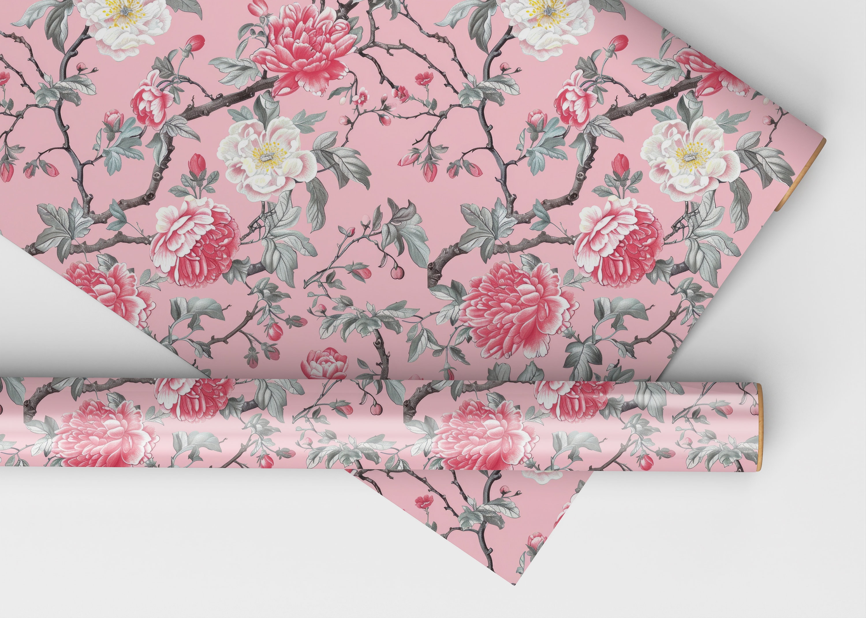 Pink Chinoiserie Seamless Background Pattern, Pink Oriental Floral ...