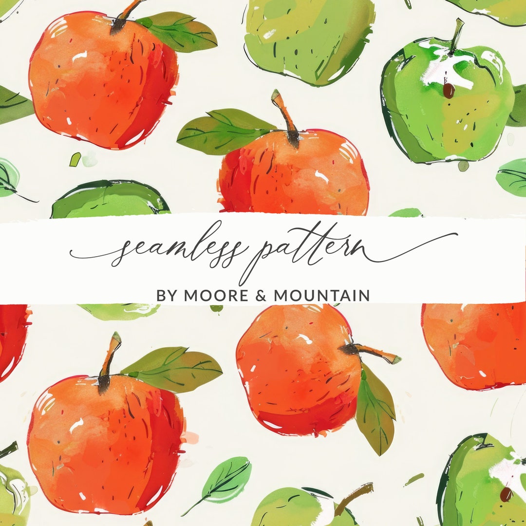 Seamless Painted Apples Pattern, Watercolor Apple Background Pattern ...