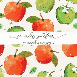 Sömlöst målade äpplenmönster, akvarell äpplebakgrundsmönster, upprepande äpplenmönster Sömlöst äpplemönster PNG lärarbakgrund