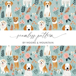 Niedliche Hunde Nahtloser Hintergrund, sich wiederholendes Hundemuster, Hund Illustration Hintergrund, blaue Hunde digitales Muster, sich wiederholender Hintergrund