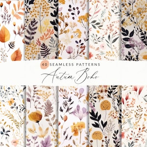 Seamless Autumn Boho Pattern, Boho Fall Backgrounds Seamless Boho Fall Patterns, Boho Autumn Seamless Patterns, JPEG, Commercial Use