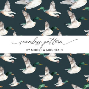 Seamless Duck Hunting Pattern Seamless Mallard Duck Pattern, Seamless Hunting Background Digital Hunting Pattern for Sublimation Design