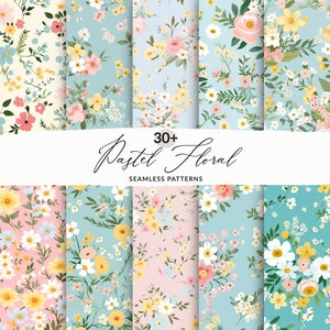 Motifs floraux pastel sans couture, arrière-plans floraux pastel pastel, arrière-plans floraux de Pâques, motifs floraux printaniers sans couture, petits fruits