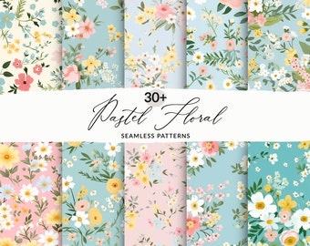 Seamless Pastel Floral Patterns, Pastel Ditsy Floral Backgrounds, Easter Floral Backgrounds, Seamless Spring Floral Patterns, Ditsy