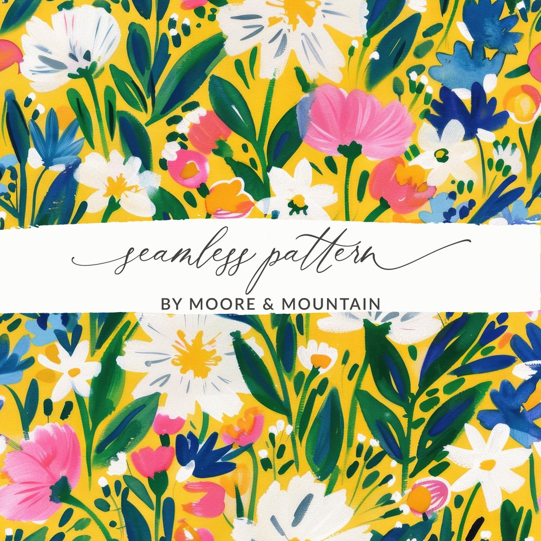 Bright Spring Flowers Pattern, Gouache Floral Spring Background, Yellow ...