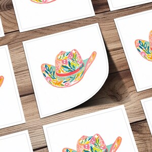 Floral Cowboy Hat Sticker, Western Hat Decal, Colorful Cowgirl Hat Decor, Country Style Sticker, Fun Rodeo Gift, Vibrant Hat Art