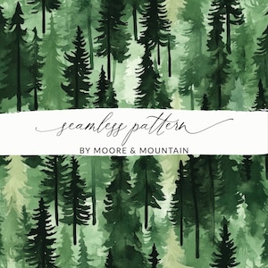 Foresta Seamless Pattern Acquerello Sfondo Seamless Pattern Foresta Acquerello Pini PNG