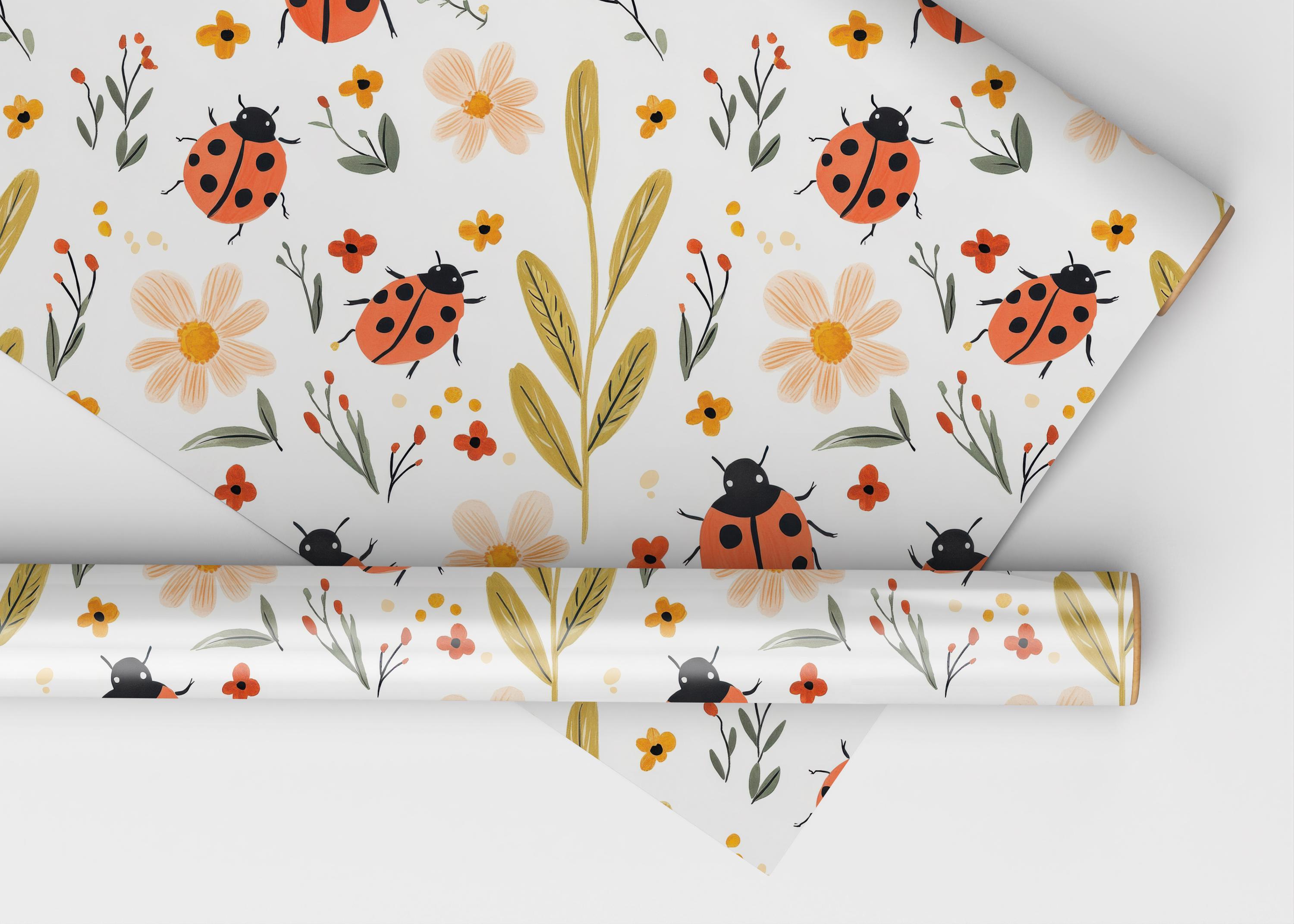 Ladybugs Seamless Background, Cute Ladybug Background Pattern Handdrawn ...