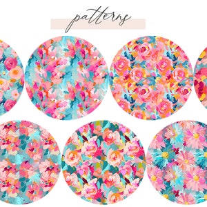 40 Painted Abstract Floral Pattern Collection, Seamless Painted Floral ...