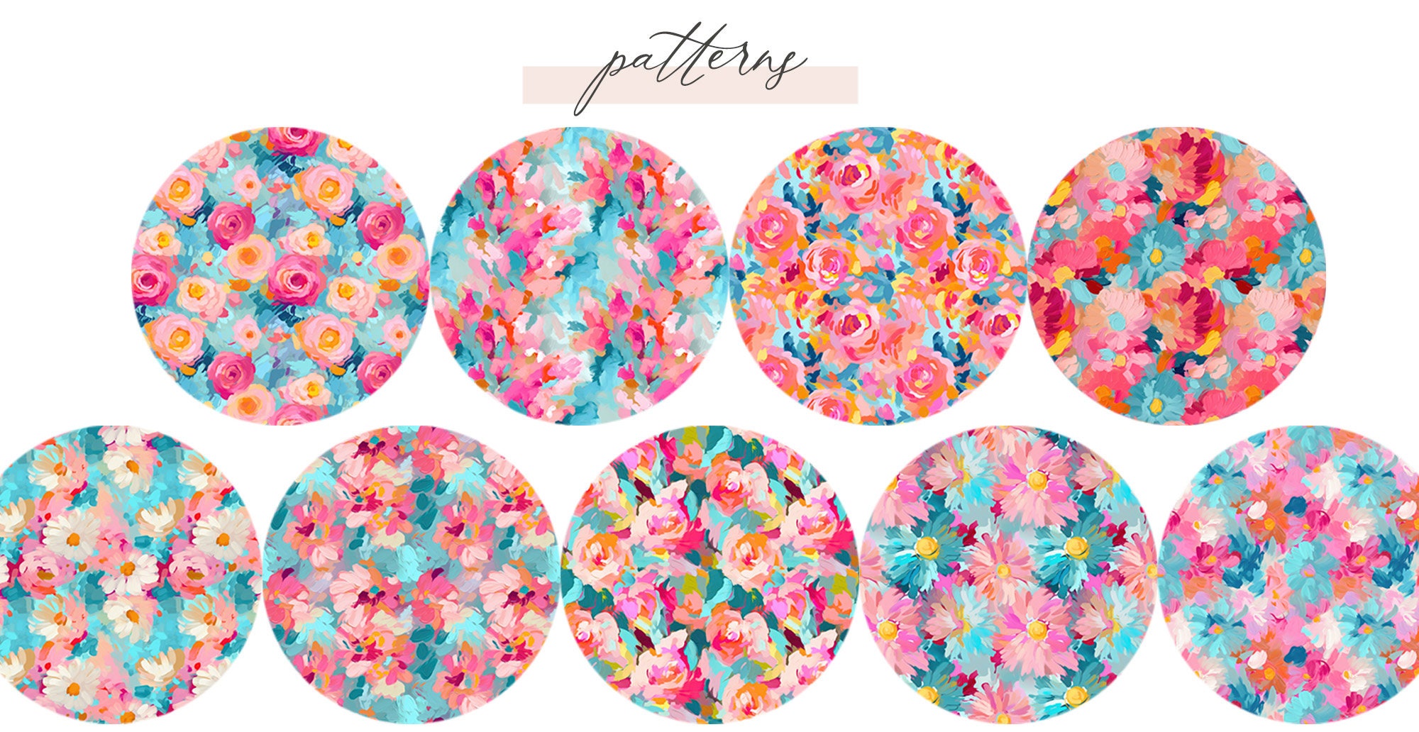 40 Painted Abstract Floral Pattern Collection, Seamless Painted Floral ...