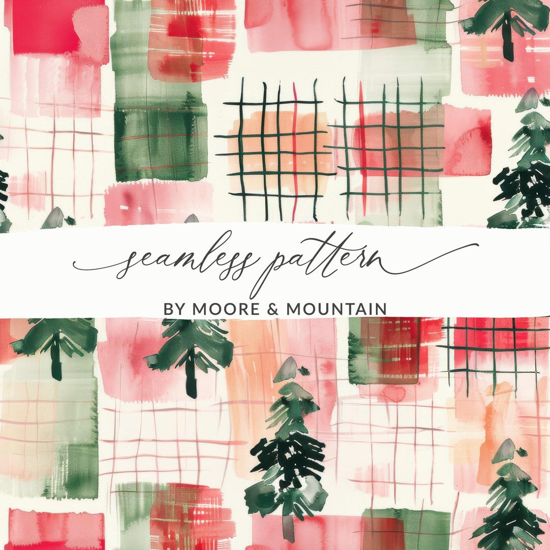 Watercolor Christmas Tree Digital Paper, Abstract Holiday Pattern ...