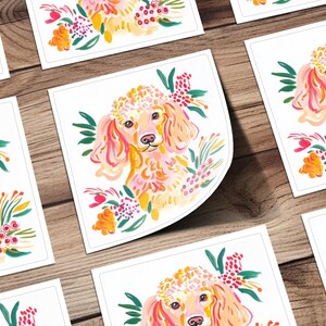 Cute Dog Stickers, Colorful Dog Art Stickers, Floral Dog Illustration, Decorative Stickers, Animal Lovers Gift, Cute Stationery