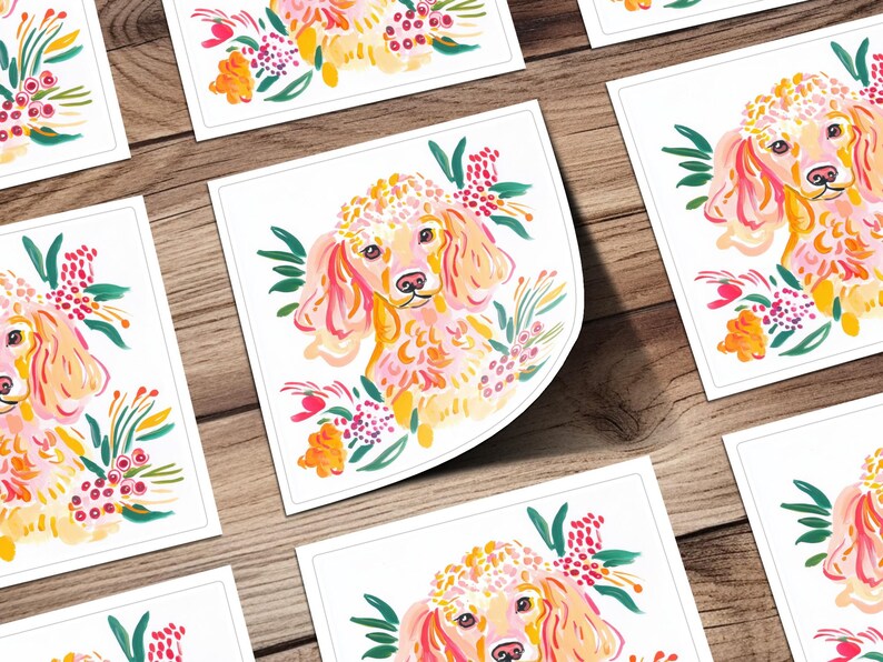 Cute Dog Stickers, Colorful Dog Art Stickers, Floral Dog Illustration, Decorative Stickers, Animal Lovers Gift, Cute Stationery