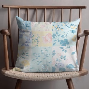 Floral Throw Pillow, Pastel Flower Cushion, Decorative Sofa Pillow, Spring Home Decor, Botanical Pillow Cover, Cottagecore Accent Pillow