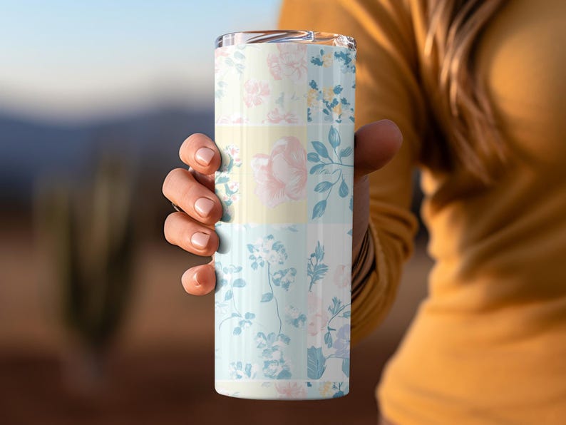 Floral Tumbler, Insulated Travel Mug, Cute Coffee Cup, Spring Flower Print, Leak Proof, Hot Cold Beverages, Eco Friendly Gift Idea