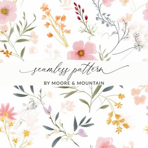 Delicate Spring Floral Background, Gentle Spring Floral Pattern, Dainty Spring Flower Background Digital Paper Dainty Wildflowers Pattern