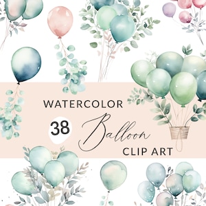 Palloncini Clipart acquerello, ClipArt palloncino acquerello, Pacchetto clipart palloncini acquerello, DOWNLOAD immediato