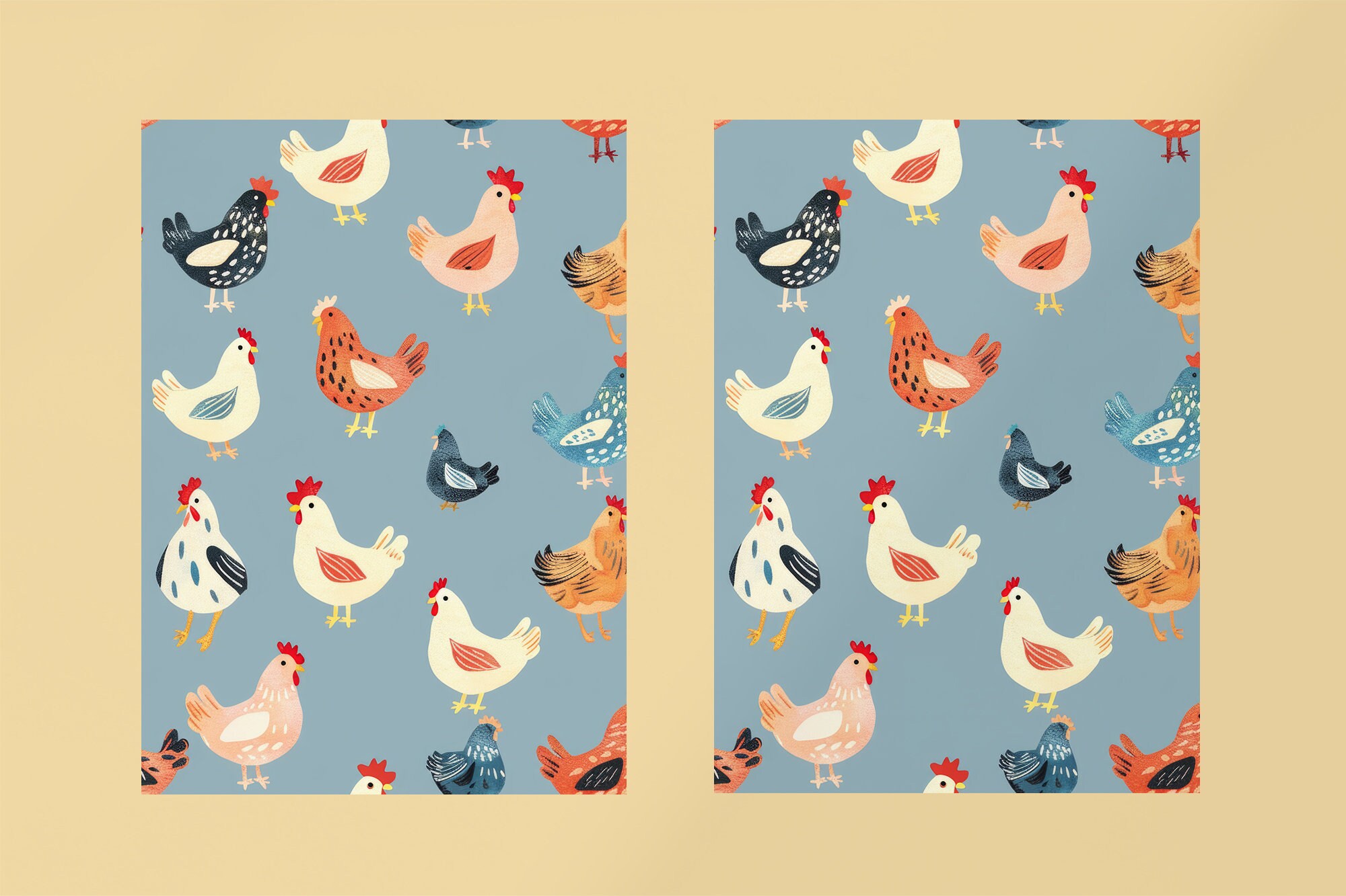 Cute Chickens Seamless Background Farmhouse Chicken Repeating Pattern ...
