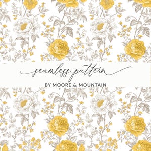 Rose jaune sans couture motif floral jaune victorien sans couture toile vintage motif floral jaune PNG