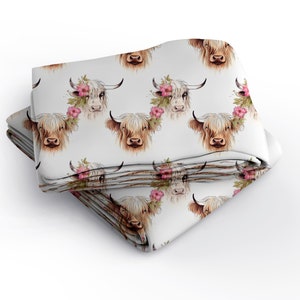 Seamless Highland Cow Pattern, Boho Highland Cow Digital Paper ...