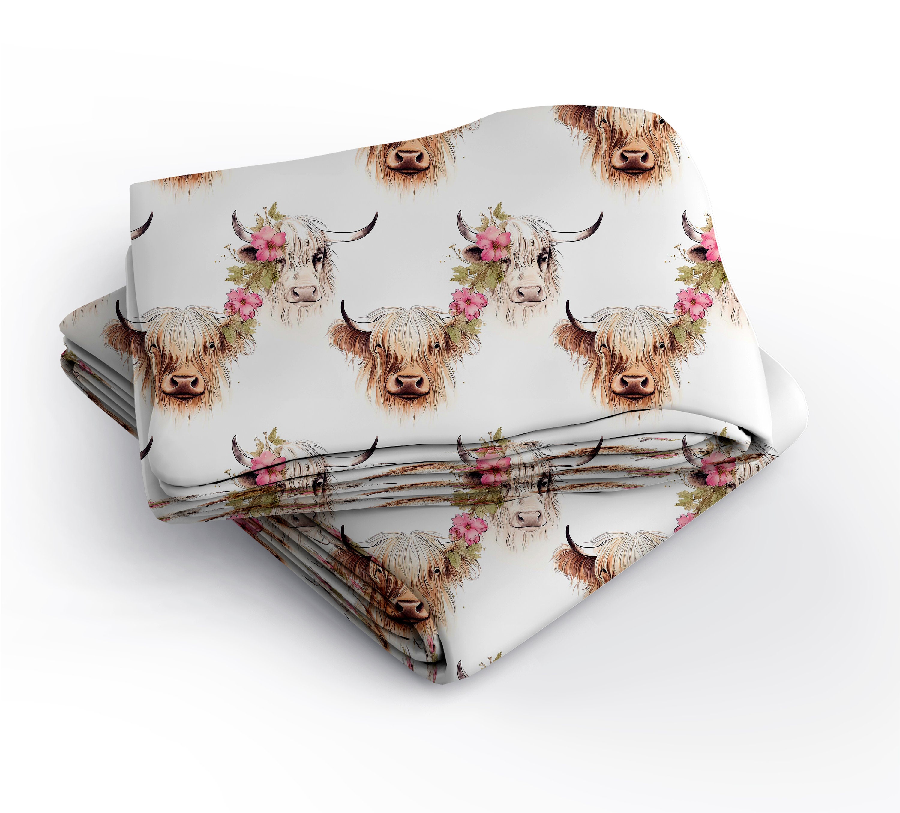 Cow File Set Seamless Highland Cow Pattern, Boho Highland Cow Digital Paper ...