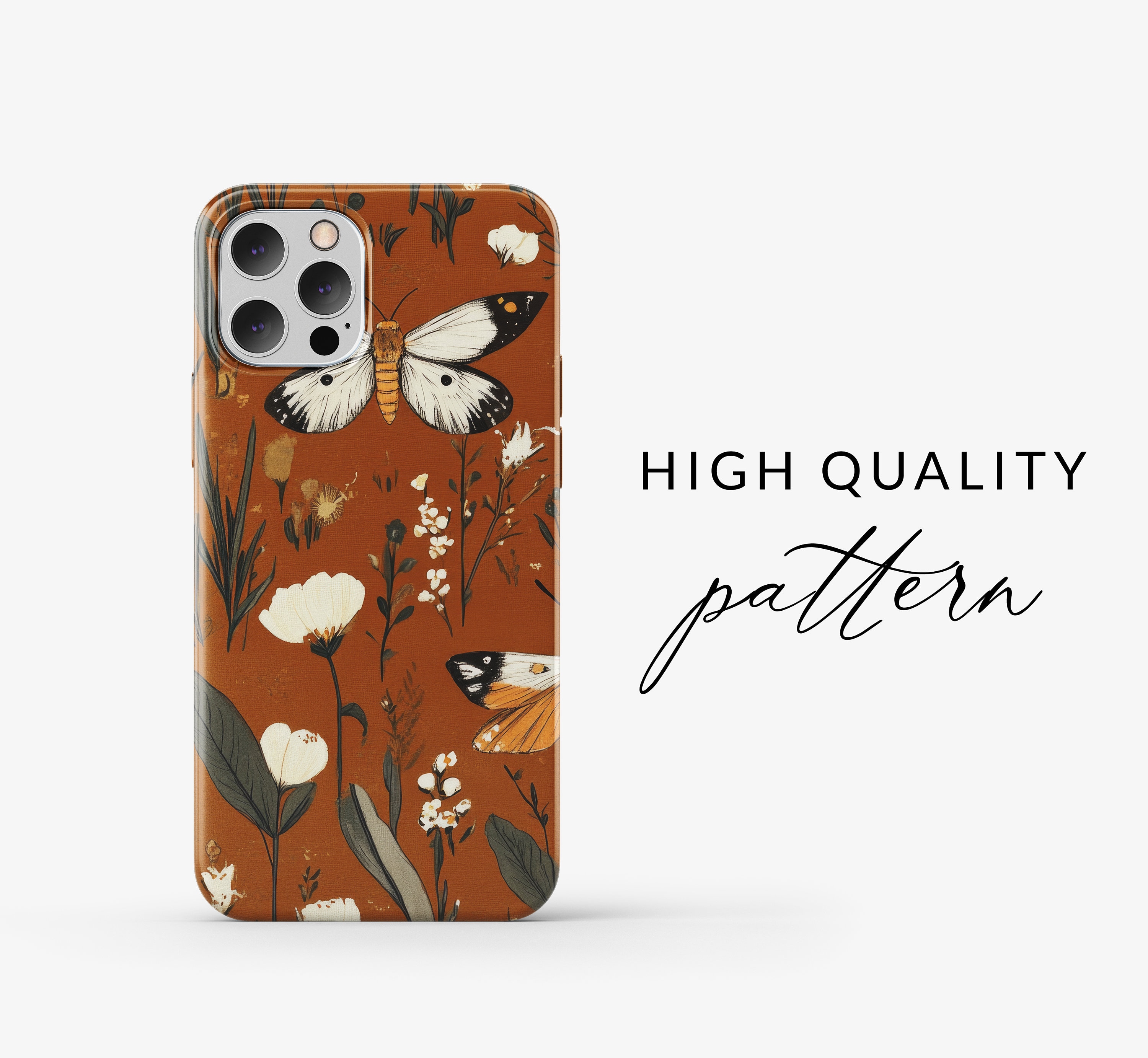 Fall Rust Seamless Pattern Cottagecore Moth Background Rusty ...